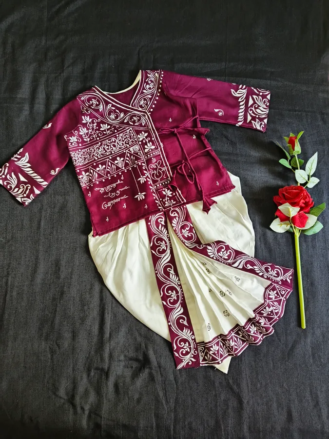 Batik-print festive set, hand block-printed border
